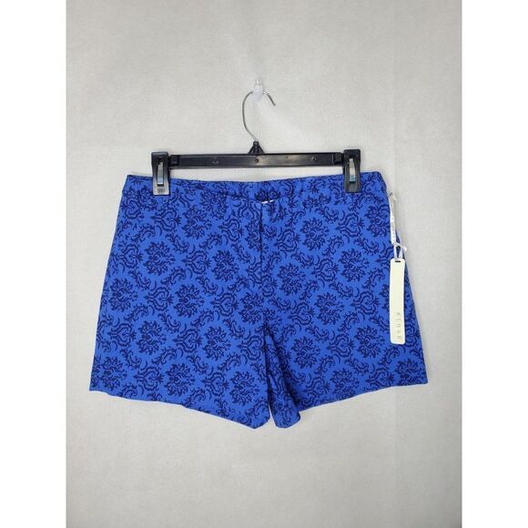 Kenar Damask Print Royal Blue Stretch Shorts Sz 8 NWT - Picture 2 of 8